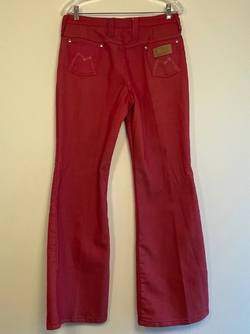 VTG MAVERICK 70's Blue Bell Red Denim Bell Bottom Jeans Flare Made In USA